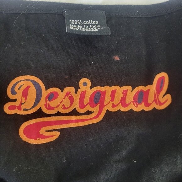 Desigual Long Sleeve Graphic Dress Large 90s Embroidered Floral Indie Sleeze - Picture 12 of 12